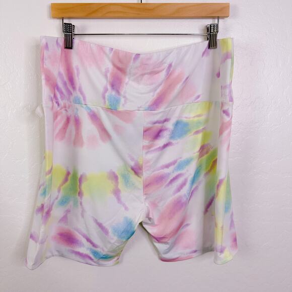 AFRM Lawson High Waisted Bike Shorts Pastel Tie Dye Pink Purple plus size 1X NEW - Picture 6 of 10